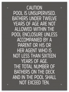 Ontario CA Unsupervised Pool >93m2 Sign